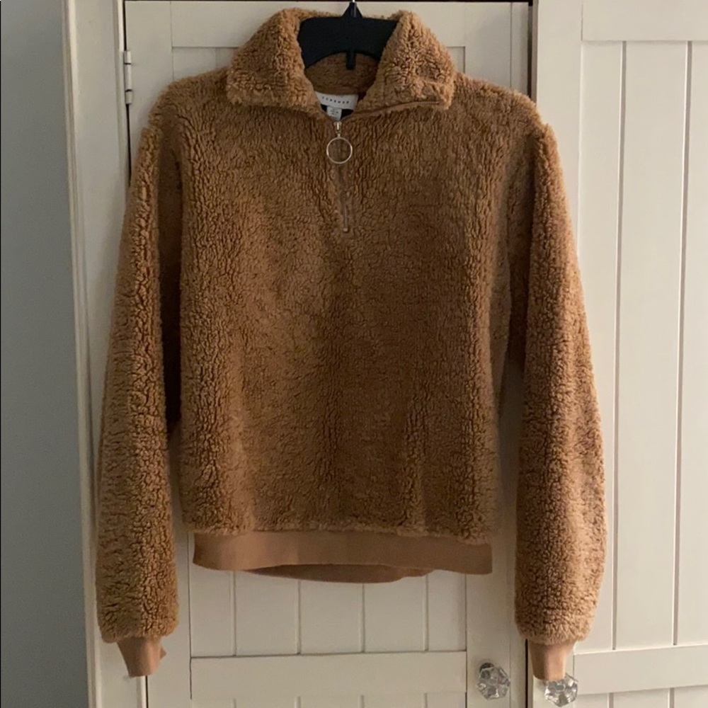 Topshop Sherpa pullover zip